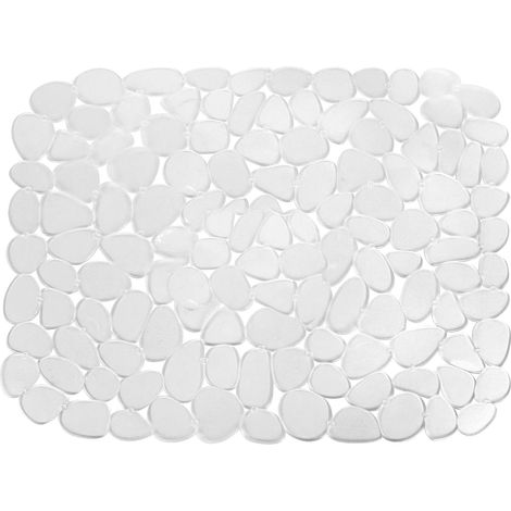 Tapis d'évier ajustable en PVC noir effet galets, idéal pour éviers en inox ou porcelaine, tapis égouttoir pour salle de bain, cuisine ou plan de travail. (1/5)