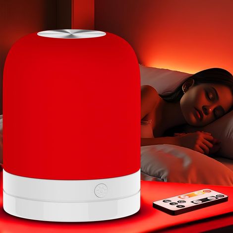 Lampe de chevet rouge 670 nm Lampe de bureau avec horloge, commandes tactiles et télécommande, idéale pour le yoga, la méditation et les voyages (1/5)