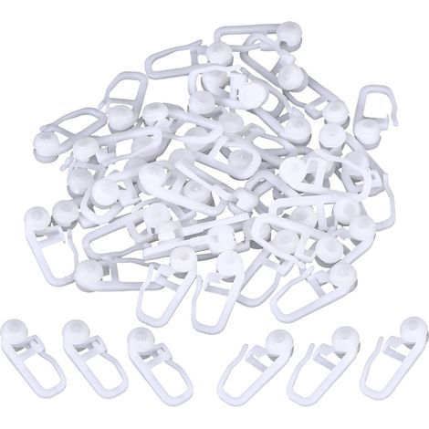 Roller Curtain Clips, White Plastic Curtain Hooks for Track Type Curtains, 50 Pack (Clips) 25cm (1/5)