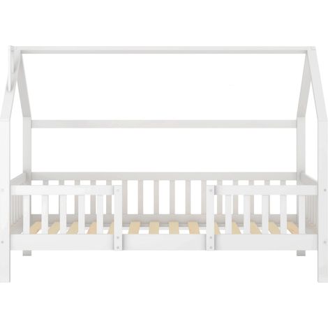 Cama casita infantil con chimenea de pino blanco 90 x 200 cm HOMVRA (1/5)