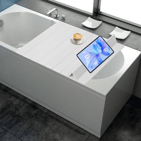 Badewannenabdeckung Faltbar, 160x70cm wasserdicht & staubdicht PVC Badewannenbrett Isolierung Badewannenablage, Badewannen Zubehör für Badezimmer & SPA, 5kg Belastbar (Grau) (1/5)