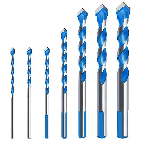 Juego de 7 brocas triangulares Qrity, Ø3mm/4mm/5mm/6mm/8mm/10mm/12mm, para mármol, cerámica, madera, hormigón y vidrio. (1/5)