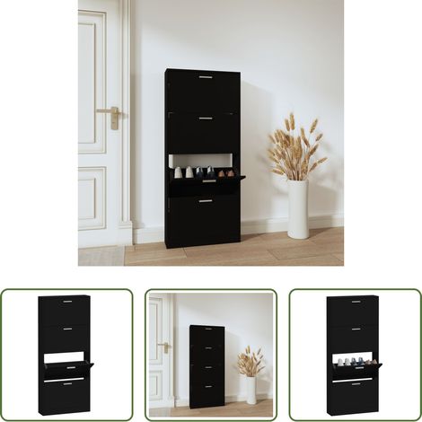 vidaXL Schuhorganizer - Schuhschrank Schwarz 59x17x150 cm Holzwerkstoff (1/5)