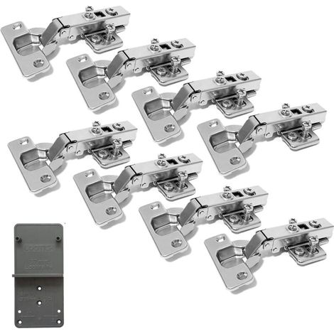 Bardusch - 110 Degré Plein Recouvrante 35mm Soft Close Charnieres avec Amortisseur Hydraulique Fermeture Automatique Charnière pour Armoires de Porte Cuisine 8 Pcs (1/5)