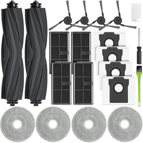 Kit de repuestos para aspiradoras robot Dreame X40 PRO/X40 Ultra/L40 Ultra, 21 piezas (2 cepillos principales + 4 cepillos laterales + 4 filtros + 4 almohadillas de mopa + 4 bolsas de polvo). (1/5)