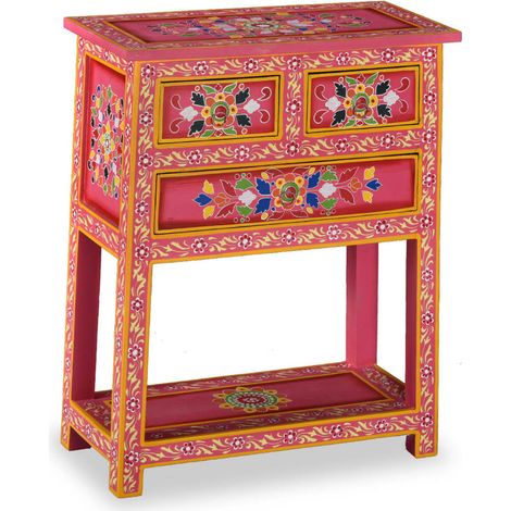Aparador con cajones madera maciza de mango rosa pintado a mano vidaXL (1/5)