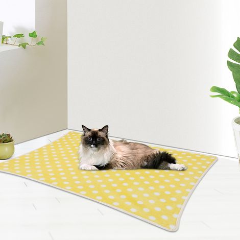 Tapis/couverture doux et chaud pour animaux de compagnie (chien/chat) - Coussin de cage/lit d'hiver (Jaune 40x60cm) (1/5)