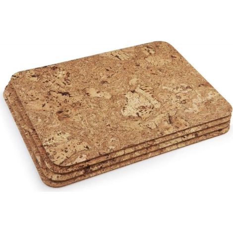 Ineasicer Tapis de table 100% liège naturel 40x30x0.3cm, lot de 4. Mince, flexible, résistant à la chaleur et protecteur de surface. Parfait pour la cuisine ou la table à manger (1/4)