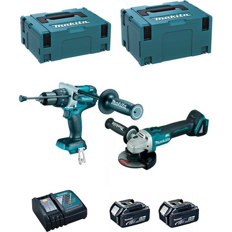 MAKITA Kit DLX2130TJ2 (DGA504 + DHP481 + 2 x 5,0 Ah + DC18RC + MAKPAC 2 + MAKPAC 3) (1/5)