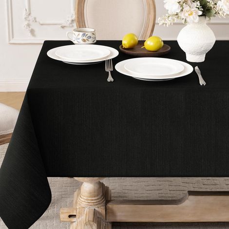 Nappe 100x100 cm lavable aspect lin déperlant noir