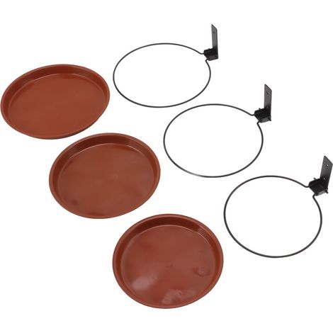 Mangeoire et bain d'oiseaux à fixer sur un arbre, avec anneau métallique robuste, pour jardin et terrasse. Comprend 3 pots et 3 supports. (1/5)