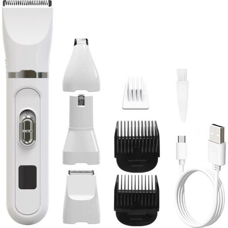Kit per la toelettatura del cane 4 in 1, tosatrice silenziosa per zampe, tosatrice senza fili per cani di piccola taglia, tosatrice elettrica per cani di piccola taglia (1/4)