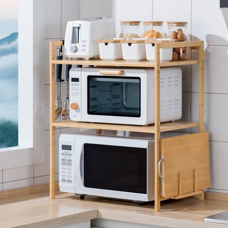 skecten® Étagère pour Micro-Ondes à 3 Niveaux en Bambou 523765cm
