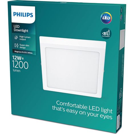 Plafonnier LED SLIM SURFACE, carré, 12W, Blanc (1/5)