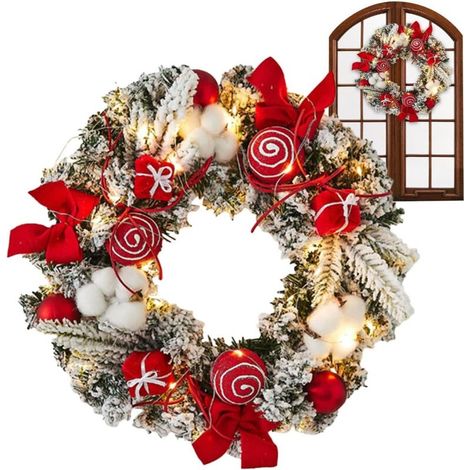 XEPHO Couronne De Noël Extérieure avec Lumières - Décoration de Guirlande de Noël  Couronne Illuminée 30 Cm pour Mur Porte Décoration Intérieure Extérieure Maison Hiver (1/5)