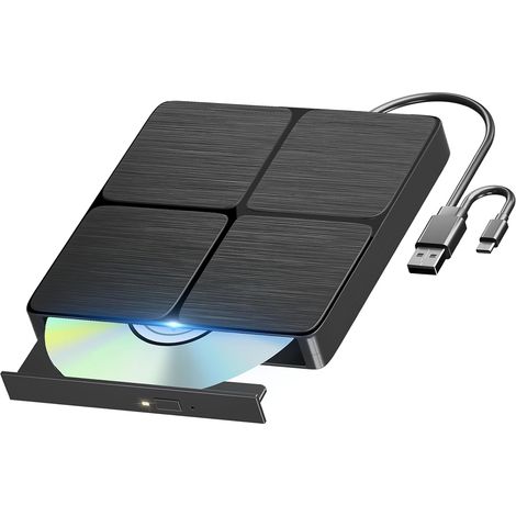 Lecteur Blu-ray externe, lecteur CD DVD BD portable USB 3.0 Type-C 3D, graveur Bluray CD/DVD fin pour ordinateur portable, PC de bureau compatible avec Mac OS Windows XP/7/8/10/11 (1/5)
