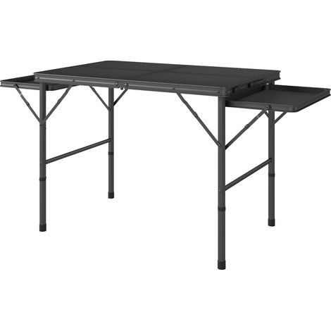 Table de camping pliante 2 étagères latérales hauteur réglable noire