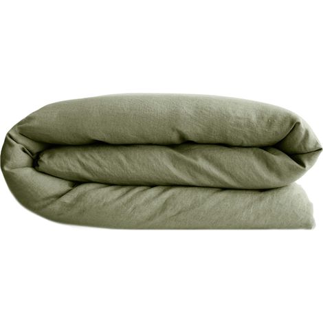 Housse de couette SONATE lin lavé froissé 240x220 cm (1/5)