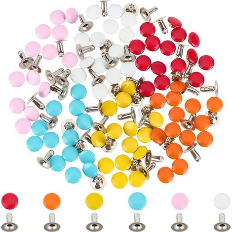 300 lot Mini Rivets en Laiton, vis chicago rondes à tête plate 6 Couleurs Rivet Couture a Visser, 5mm Set vis Chicago, Clous Tubulaires pour Maroquinerie Boutons Pression Fermetures Réparation (1/5)