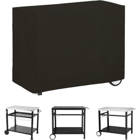 Housse de Table de Salle à Manger Mobile à Deux étagères - Résistante et étanche - pour Table de Travail à Plateau en Acier Inoxydable - Noir (1/5)