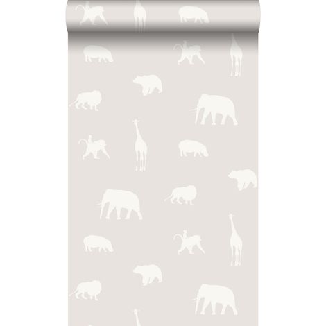 papier peint animaux gris chaud grisé brillant  - Origin Wallcoverings
