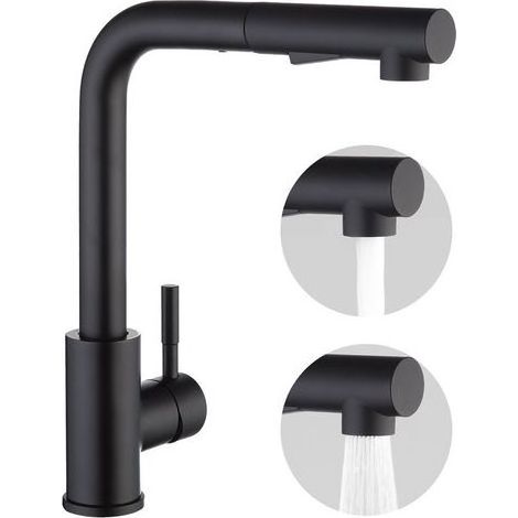 Mitigeur évier cuisine avec douchette extractible, robinet 360° monocommande 2 modes de pulvérisation (1/5)