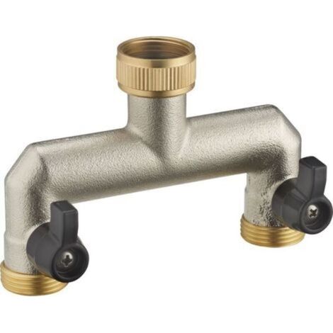 Raccord Nez de Robinet d'Arrosage Automatique en Laiton Double Sortie Droite AROZ (1/5)