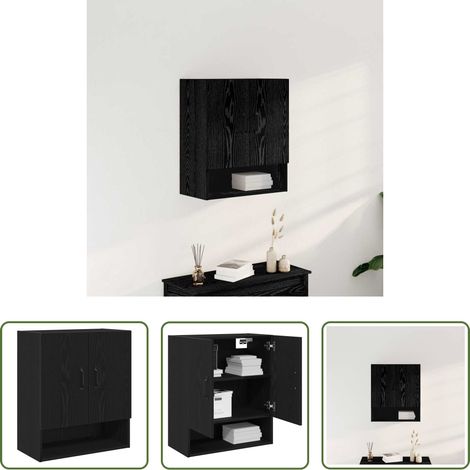 Holzwerkstoff - Wandschrank Schwarz Eichen-Optik 60 x 30 x 70 cm Holzwerkstoff (1/5)