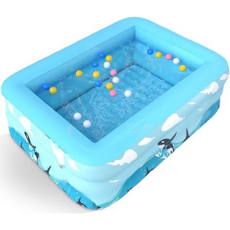 Piscine gonflable carrée 110 x 83 cm, pataugeoire pour enfants, idéale pour l'intérieur et l'extérieur, jouets de jardin d'été pour toute la famille