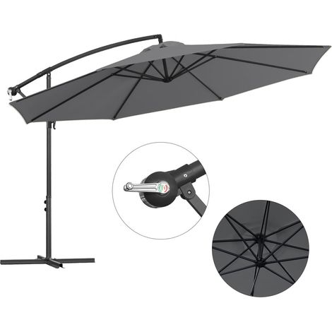 Randaco Sombrilla 3,5 m gris: protección solar XXL para terraza y jardín