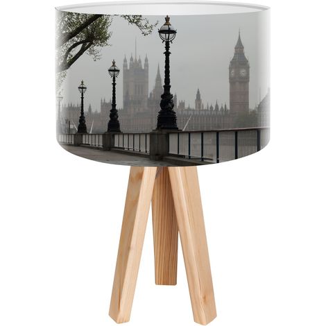 Lampe de chevet city foto-163 - Bois clair, blanc (1/3)