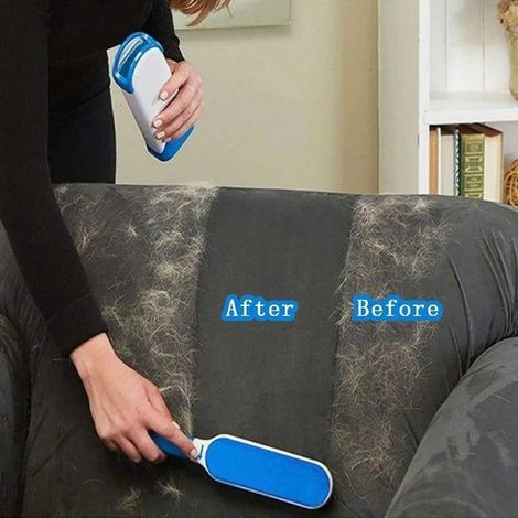 Anti-poils brosse pour animal domestique - Brosse de nettoyage magique réutilisable pour enlever les poils d’animaux de compagnie avec Auto-nettoyage retirer Chien Chat Cheveux (Bleu) (1/5)