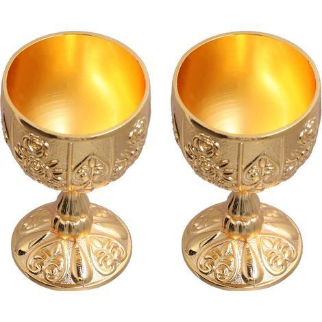 Lot de 2 gobelets de 30 ml, ornements rétro dorés de qualité européenne, parfaits pour la décoration de voyage ou la maison. (1/5)