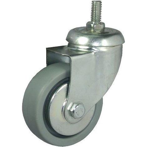 FPLUS rueda goma c/ esparrago m-8 50 mm. sin freno 82242 , Rueda de polipropileno
Diametro rueda 50 mm.
Peso maximo. 40 KG.
Altura total     75 mm.
Tornillo esparrago M-8