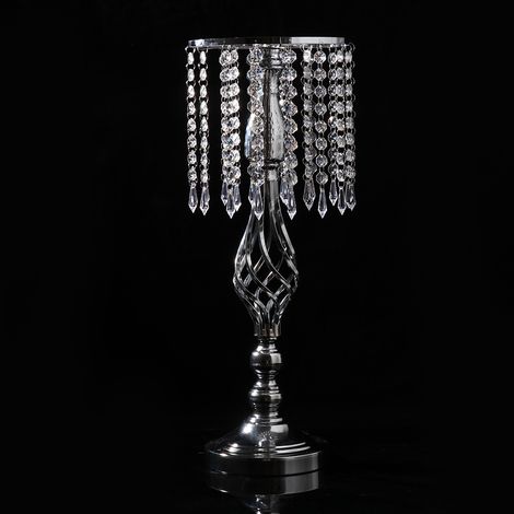 Bougeoir décoratif en cristal, décoration de table, décoration de mariage, argenté, 52 cm de hauteur (1/5)