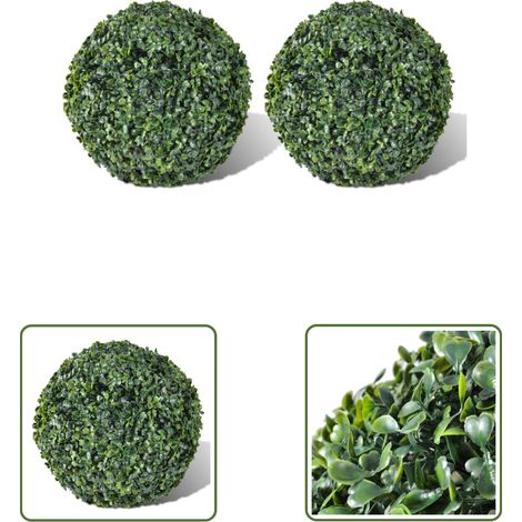 The Living Store Buchsbaumkugeln 2 Stk. Künstlich Formschnitt-Kugel 27 cm - Buchsbaumkugeln - Kunstpflanzen - Dekorative Kugel - Garten Deko - Indoor Pflanzen (1/3)
