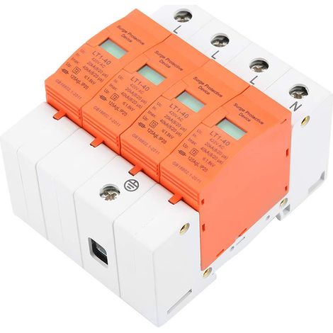 4P Dispositif de Protection Contre Les surtensions, 40kA parasurtenseur de maison dispositif de parafoudre basse tension pour la protection contre la foudre (1/5)