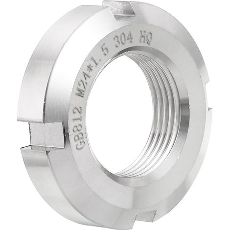 M24 x 1,5 mm - 1Pcs Écrous Ronds à Quatre Fentes de Retenue - Écrou de Blocage Rond en Acier Inoxydable 304 pour Divers Roulements à Rouleaux, Domaine Industriel, Argent (1/5)