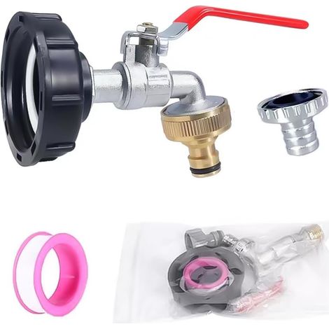 Adaptateur de Réservoir IBC 3/4” Connecteur, IBC Robinet Recuperateur Eau de Pluie, IBC Raccord Robinet en Laiton Robinet Cuve 1000L pour Réservoir IBC Connecteur de Tuyau