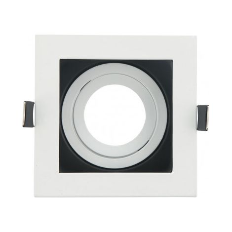 FAB 14368CU01  Incasso Orient.batu 1xgu10 Quadrato Bianco/nero 3,5x10x10 Cm Taglio 9x9 Cm c/portalampada