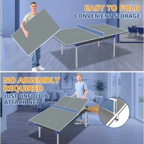 Tablero de ping-pong plegable 180,34 x 90,17 x 1,2 cm en MDF gris para familia – MEUBLIV (1/5)