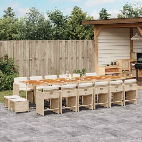 Ensemble à manger de jardin et coussins 17 pcs-Salon de jardin beige 936395 (1/5)