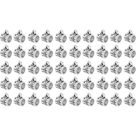 Perles à barbe en alliage antique argenté, lot de 50 pièces, perles de coiffure pour tressage, DIY bracelet et collier (1/5)