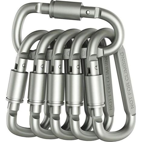 6 Parts Aluminum alloy Carabiner Has Locking Has Ring in D Lightweight But Strong (1/4)