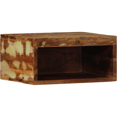 Mobile TV da parete salvaspazio con contenitore 40 x 30 x 19 cm in legno massello di recupero multicolore 020057696