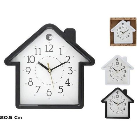 reloj de pared hoghy para cocina con forma de casa 21,5x20,5 cms marco negro