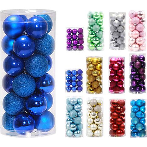 Boule De Décoration De Noël - 24 Pièces - 6 cm - Plastique Incassable - Pour Arbre De Noël, Guirlande Et Couronne (1/4)