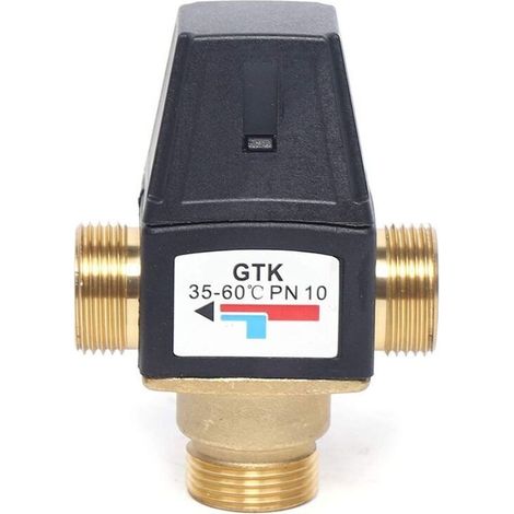Mélangeur d'eau froide/chaude professionnel en laiton, robinet mitigeur thermostatique DN20 filetage mâle 3 voies en laiton po (1/4)