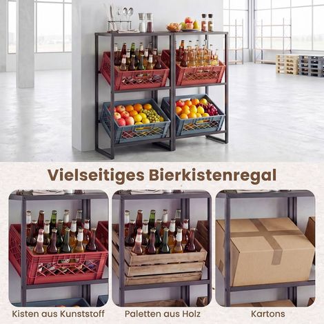 Heavy-Duty Metal Beer Storage Rack, 3-Tier, Adjustable Shelves (1/5)