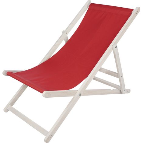 Strandliege Liegestuhl Weiß Gartenliege Klappbar Sonnenliege Holz Strandstuhl Balkonliege Terrasse Freizeitliege Möbel Campingliege Holzliege - Rot (1/5)